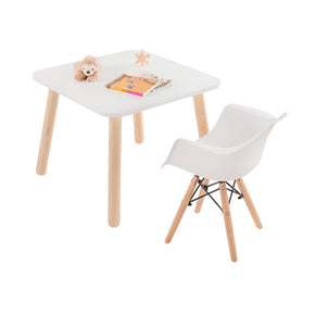 mesa infantil con silla de madera