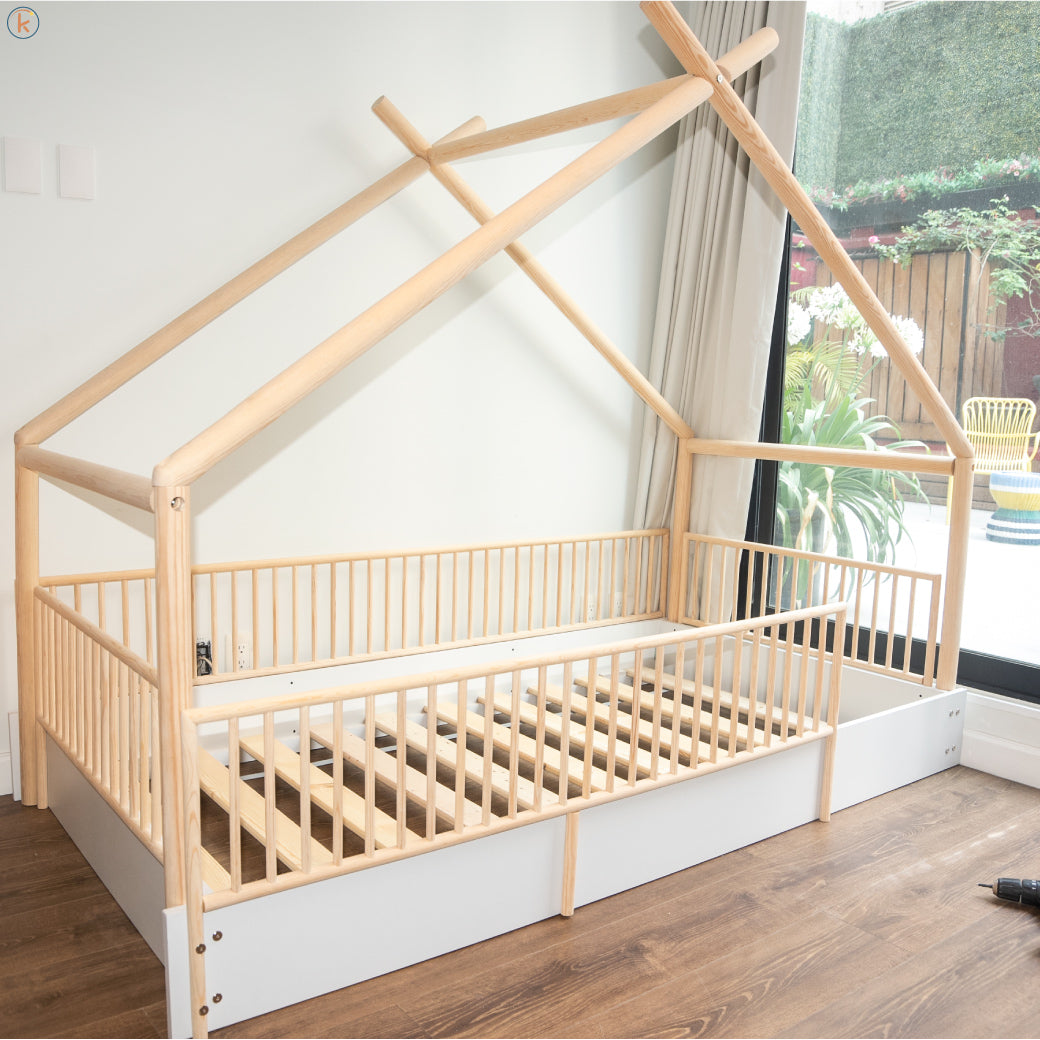 Cama Chalet Cercada Natural (no barnizada)