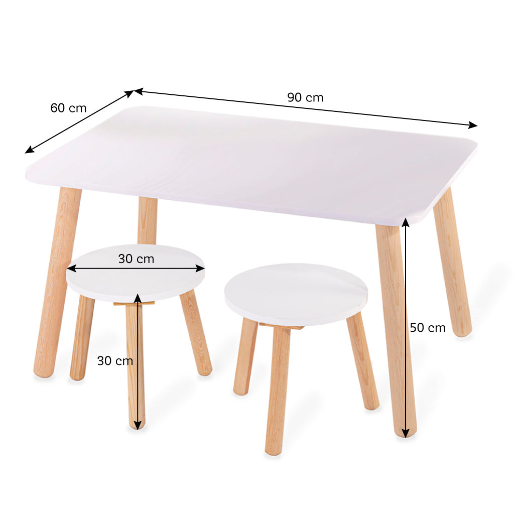 Mesa Rectangular - Dos Bancos Circulares (no barnizada)