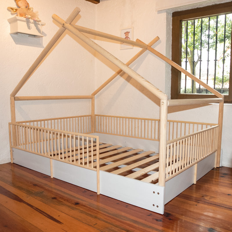 Cama Chalet Cercada Natural (no barnizada)