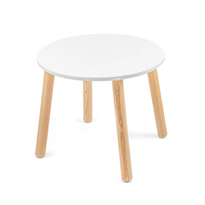 mesa de madera circular blanca