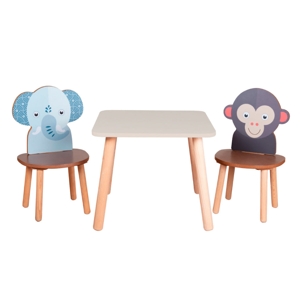 Mesa Cuadrada - Dos Sillas Animalitos