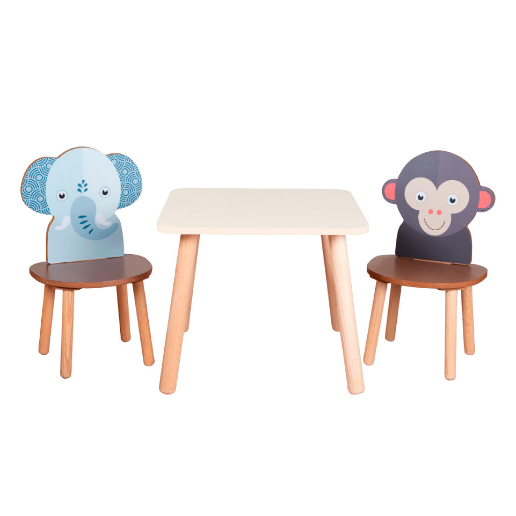 Mesa Cuadrada - Dos Sillas Animalitos