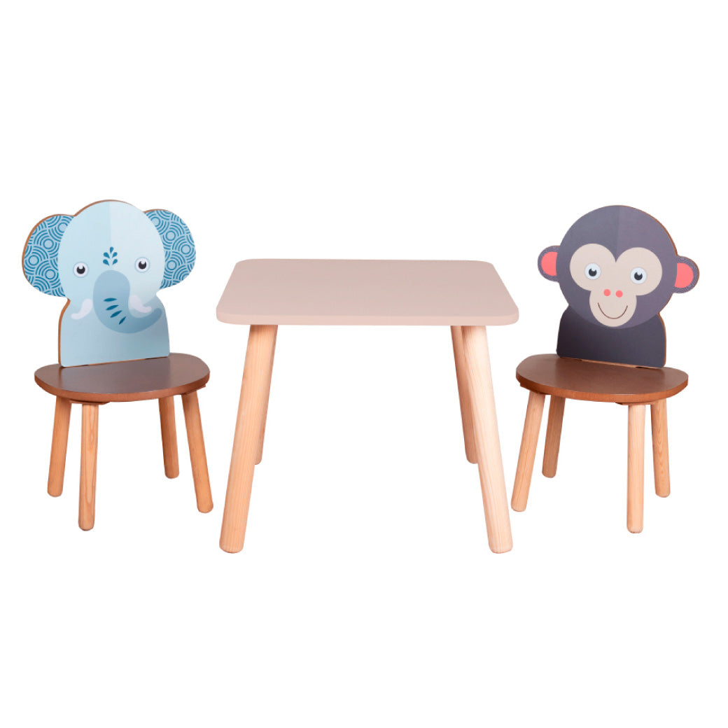 Mesa Cuadrada - Dos Sillas Animalitos