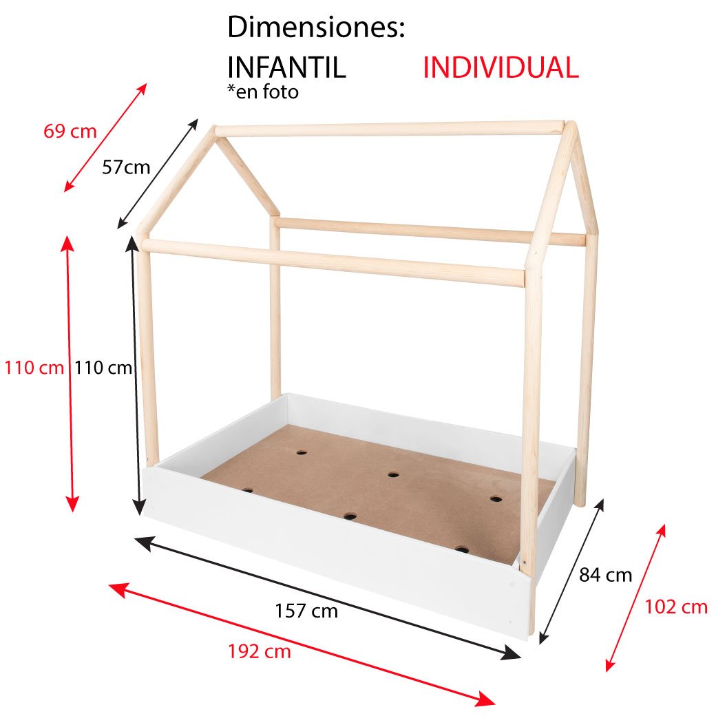 Cama Casa Tubular (barnizada)