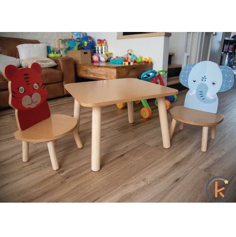 Reclamación Sierra algodón Ambientación cool con la mesa de madera para niños | DUDUK