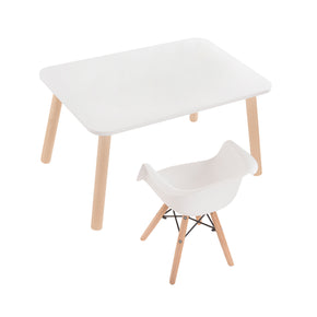 mesa y silla infantil madera blanca
