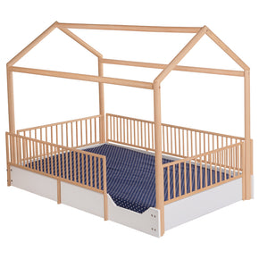 cama casa montessori de madera