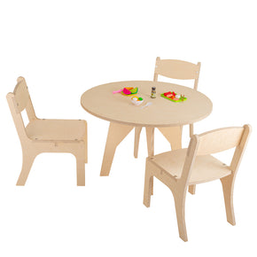 mesa de madera infantil con sillas