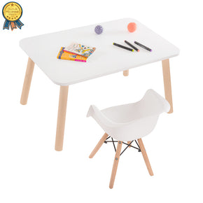 mesa y silla infantil madera blanca