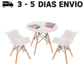 Mesa Berlin - 2 Silla Berlin con Descansabrazos