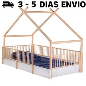 Cama Chalet Cercada Natural (no barnizada)