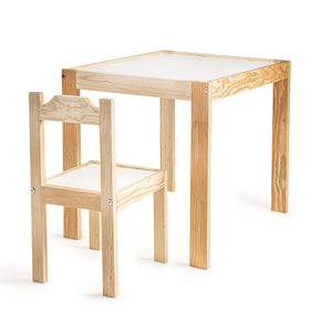 Juego de silla y mesa de madera para niños