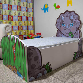 cama para niños de dinosaurio 